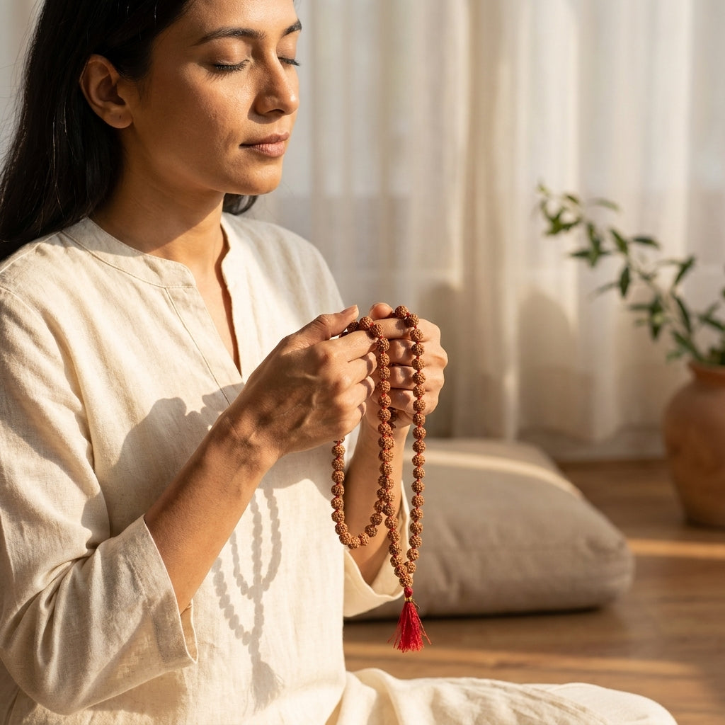Natural 5 Mukhi Rudraksha Mala 7MM