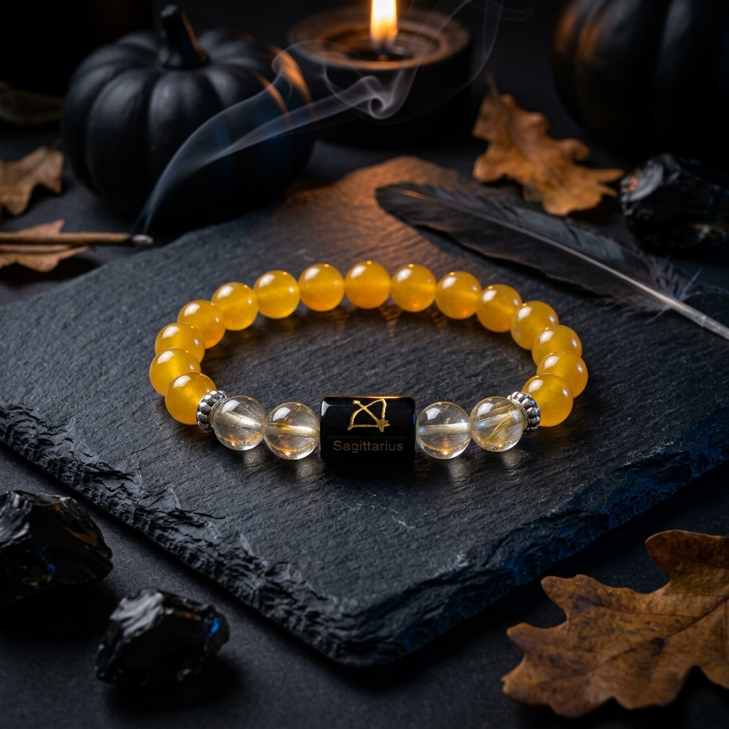 Natural Citrine Zodiac Bracelet - धनु राशि (Sagittarius)