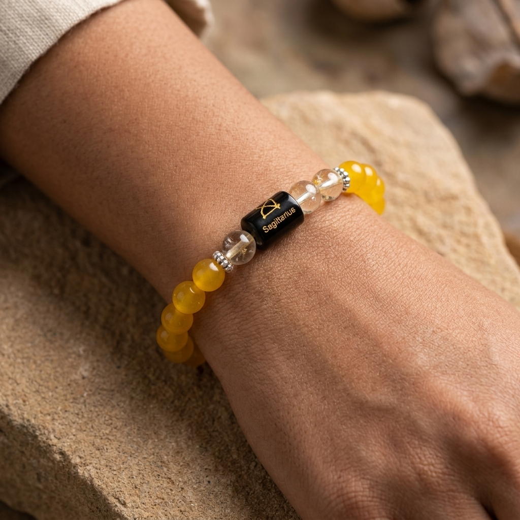 Natural Citrine Zodiac Bracelet - धनु राशि (Sagittarius)