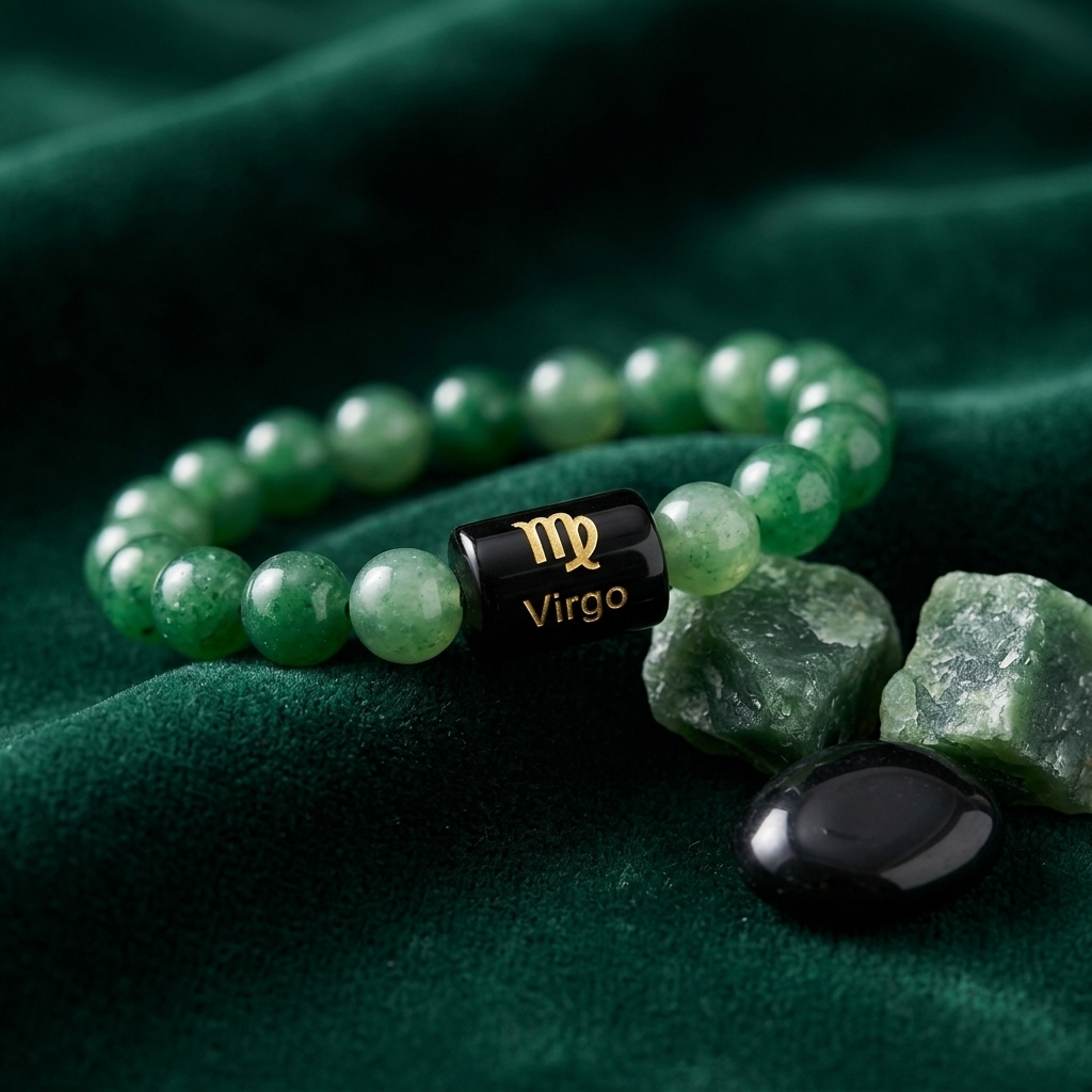 Natural Aventurine Quartz Zodiac Bracelet - कन्या राशि (Virgo)