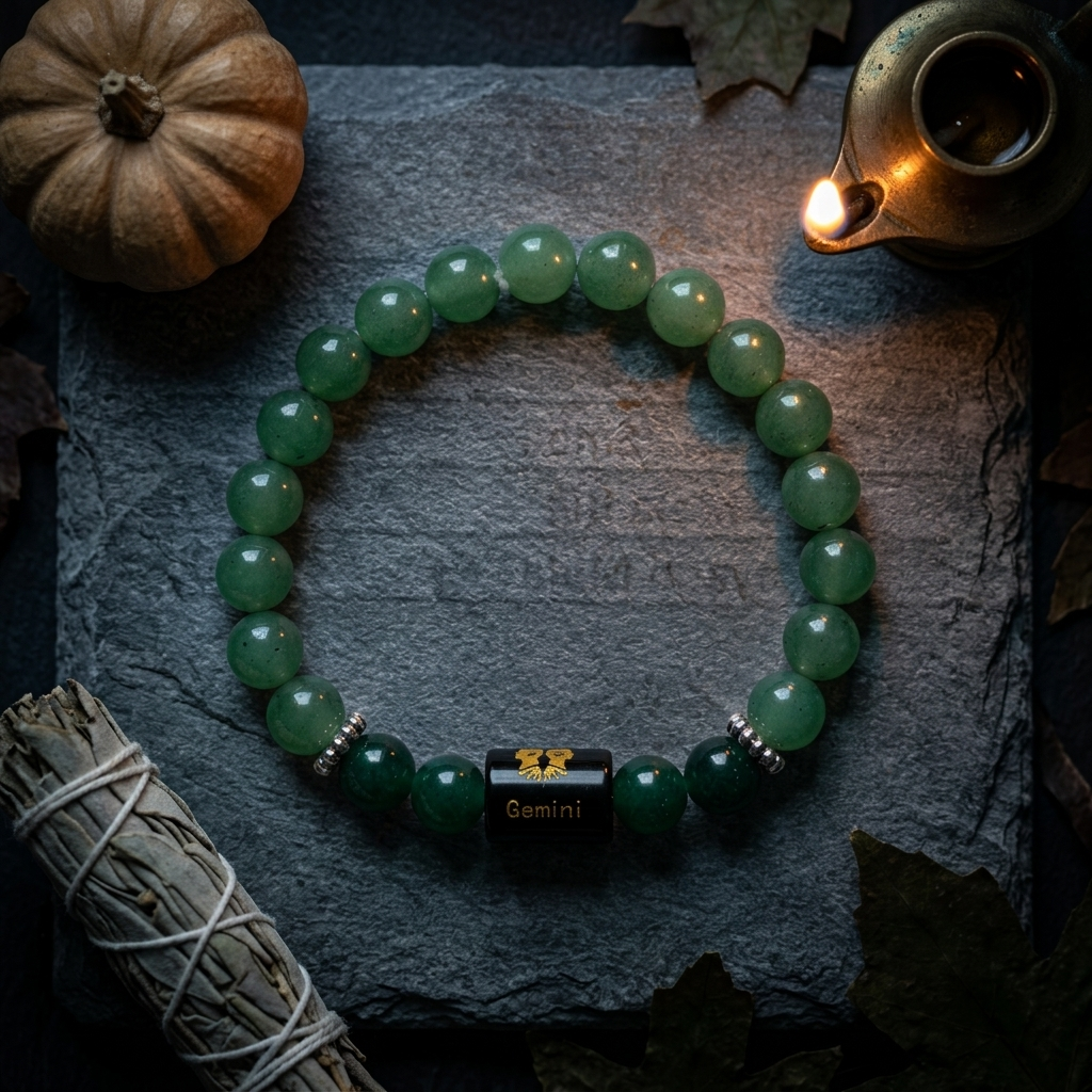 Natural Aventurine Quartz Zodiac Bracelet - मिथुन राशि (Gemini)