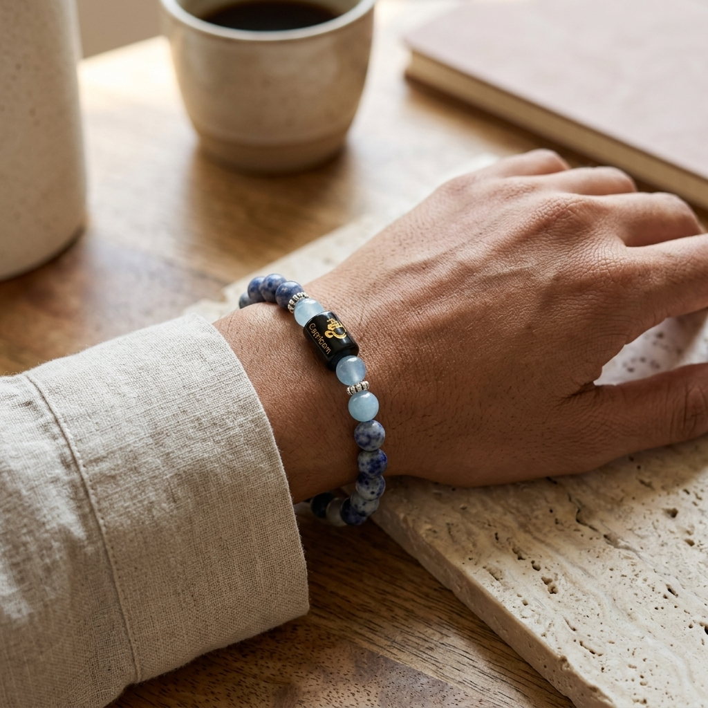 Natural Sodalite Zodiac Bracelet - मकर राशि (Capricorn)