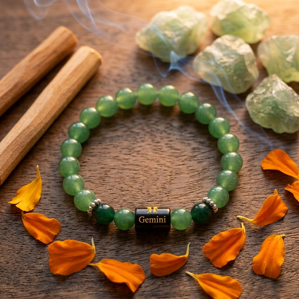 Natural Aventurine Quartz Zodiac Bracelet - मिथुन राशि (Gemini)