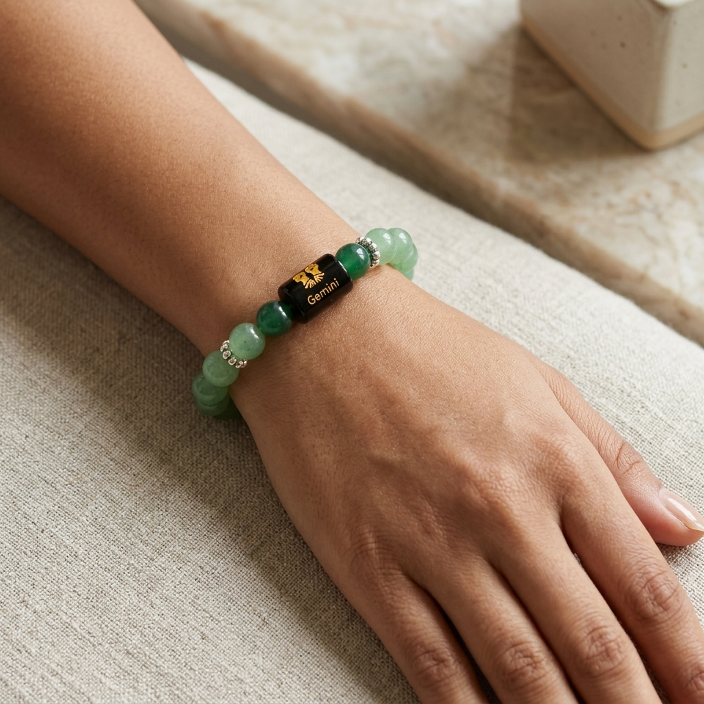 Natural Aventurine Quartz Zodiac Bracelet - मिथुन राशि (Gemini)