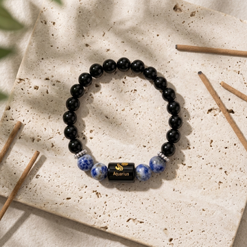 Natural Sodalite Zodiac Bracelet - कुंभ राशि (Aquarius)