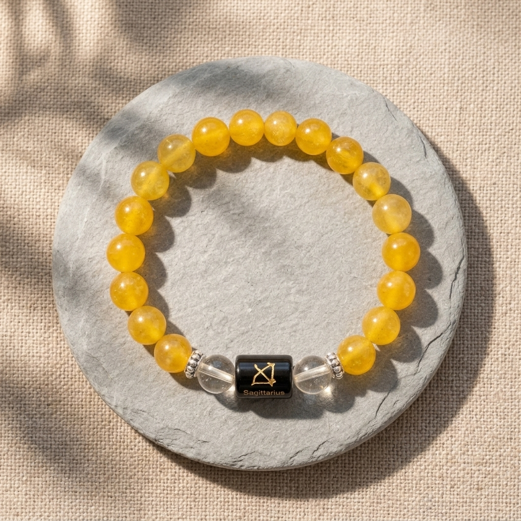 Natural Citrine Zodiac Bracelet - धनु राशि (Sagittarius)