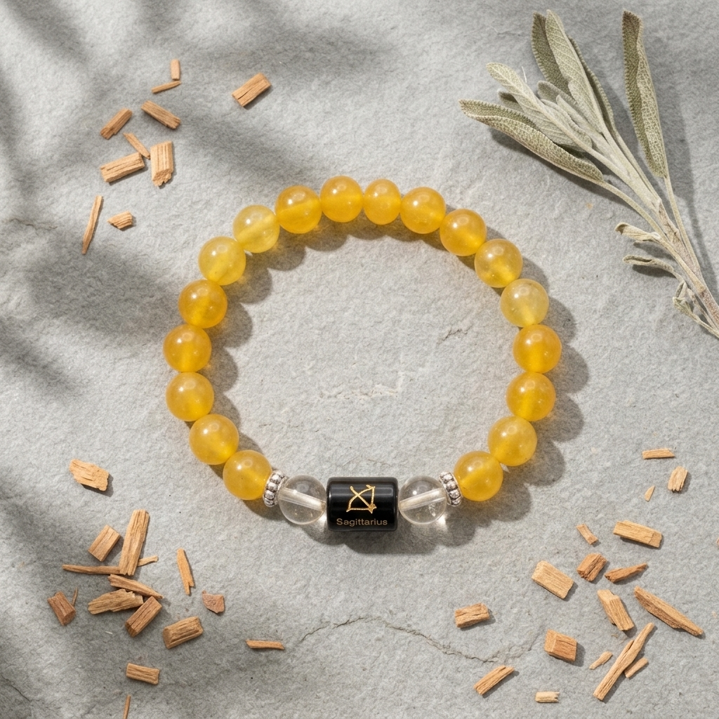 Natural Citrine Zodiac Bracelet - धनु राशि (Sagittarius)