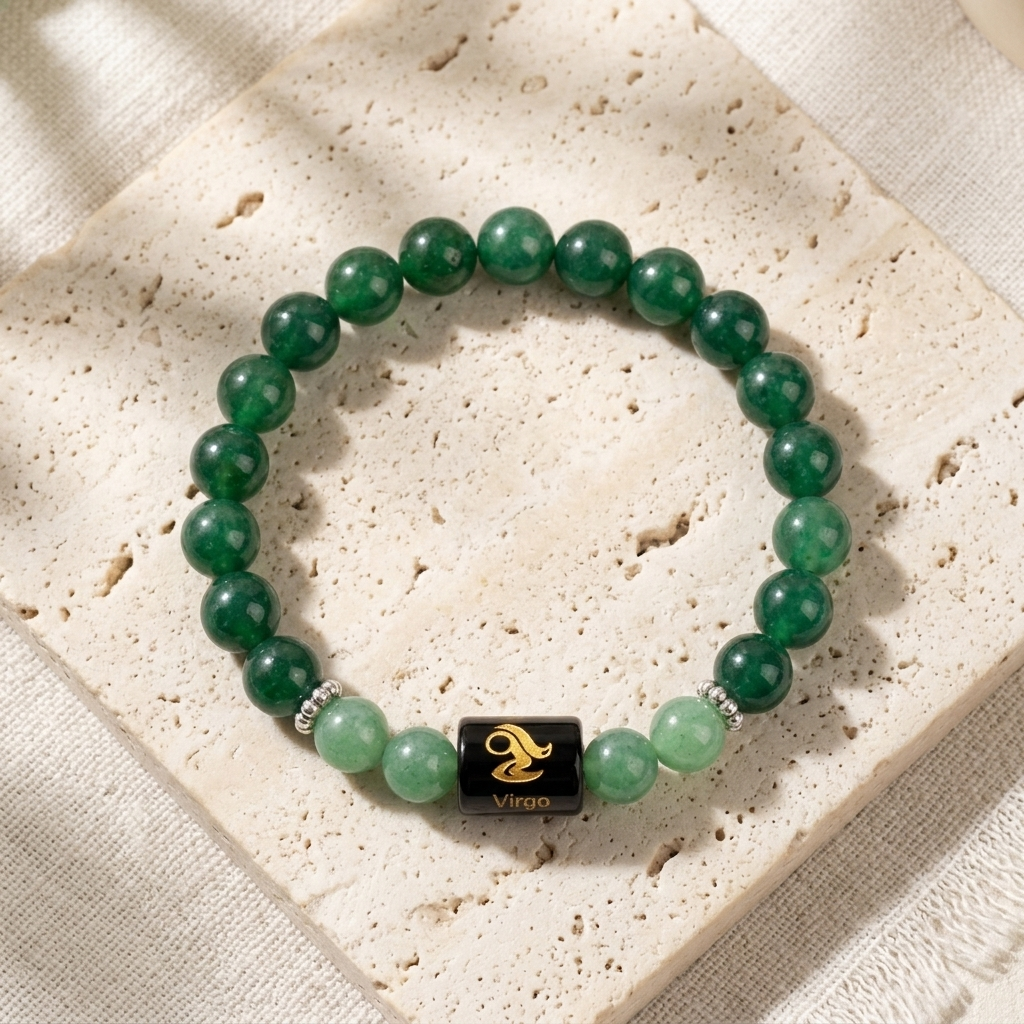 Natural Aventurine Quartz Zodiac Bracelet - कन्या राशि (Virgo)