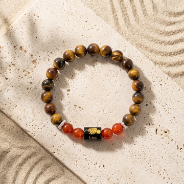 Natural Tiger Eye Zodiac Bracelet - सिंह राशि (Leo)