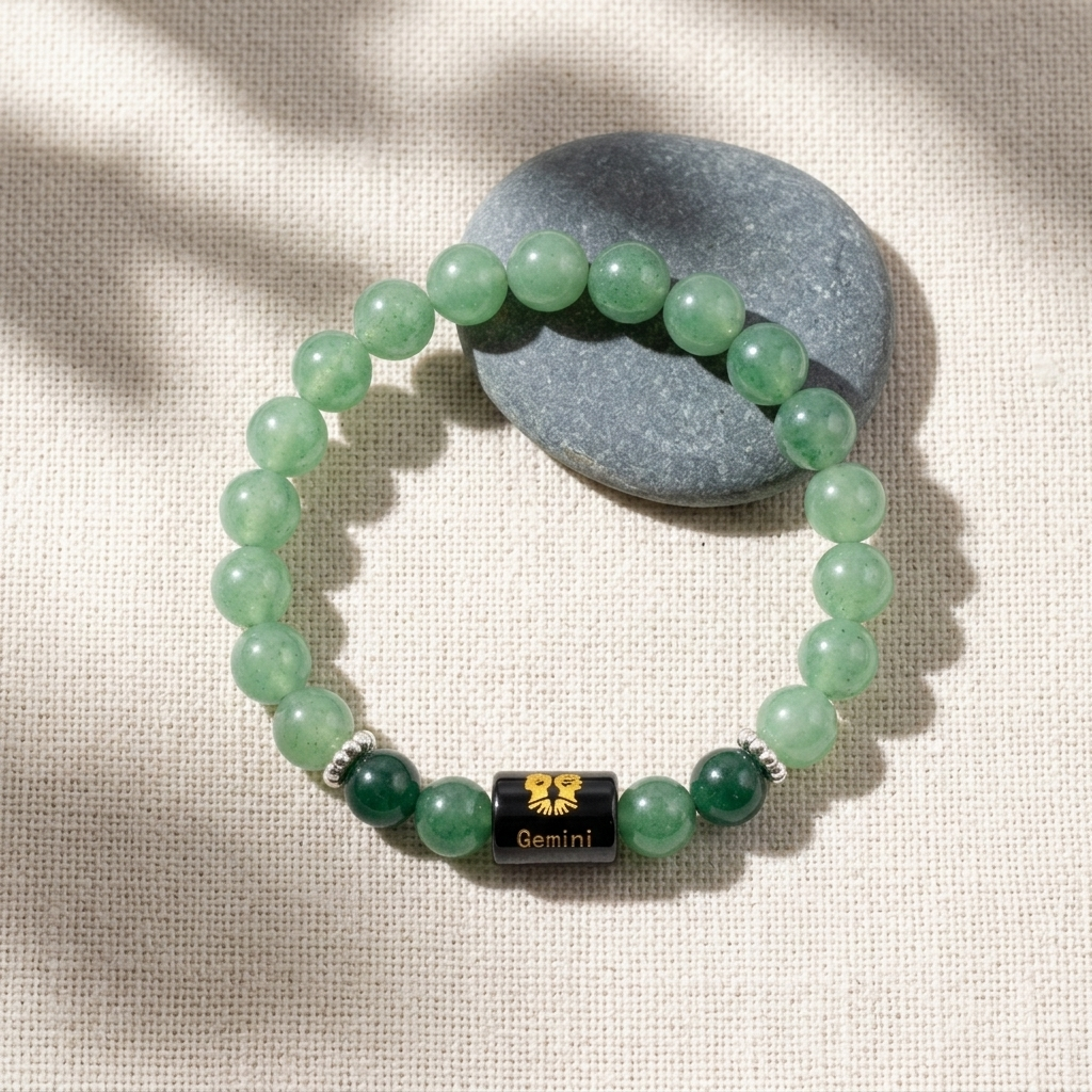 Natural Aventurine Quartz Zodiac Bracelet - मिथुन राशि (Gemini)