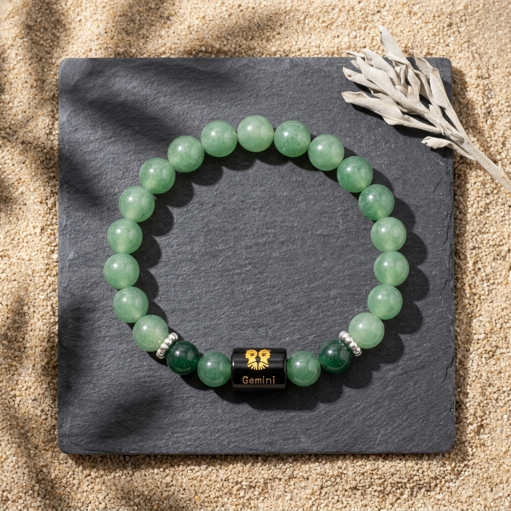 Natural Aventurine Quartz Zodiac Bracelet - मिथुन राशि (Gemini)